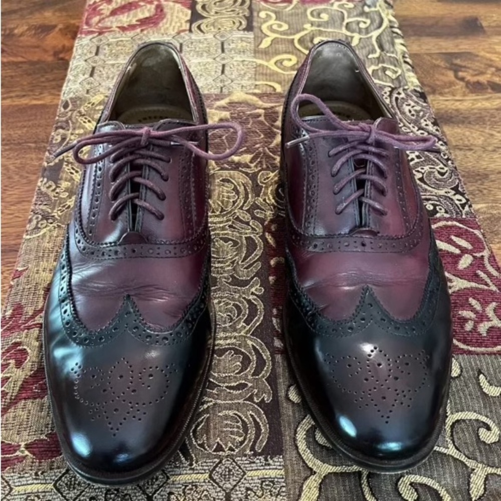 Johnston & Murphy Men's 10M Wingtip Burgundy Merlot Lace Oxford